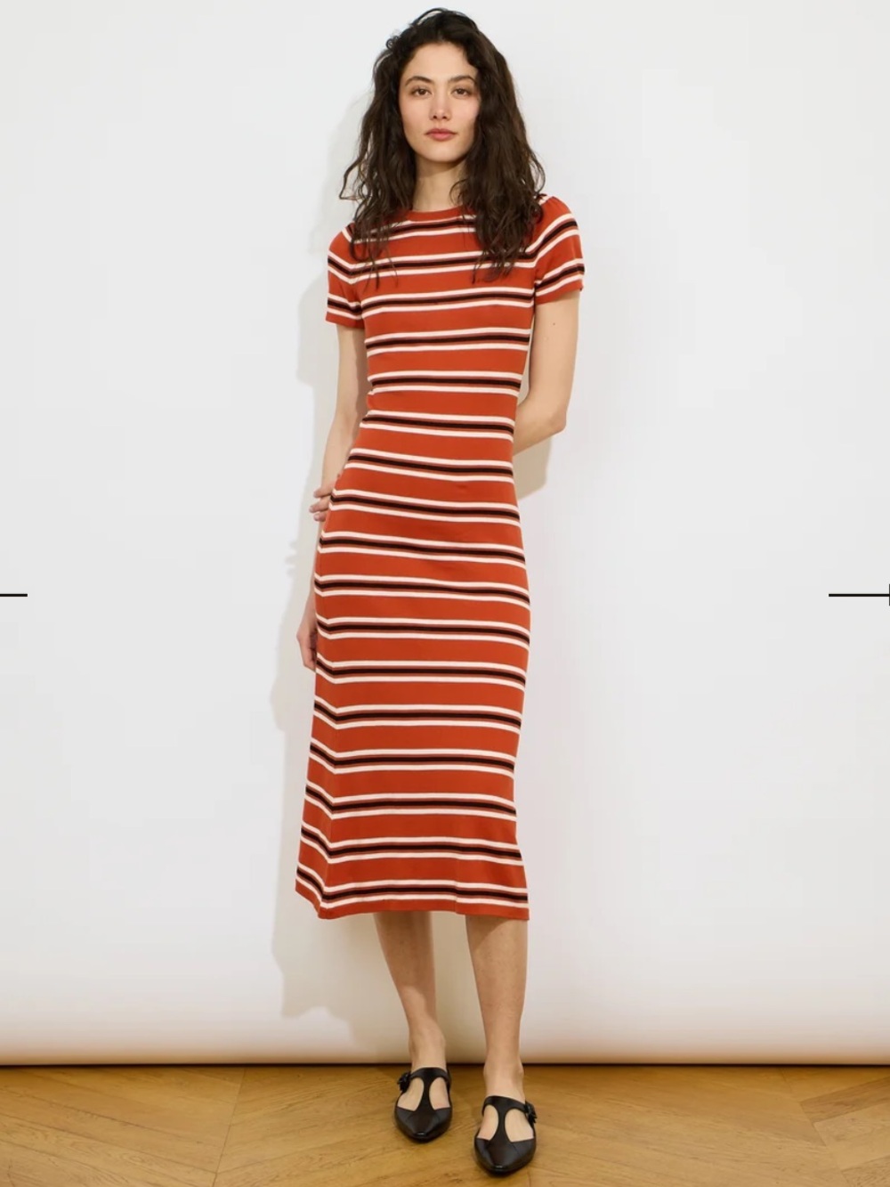 NWT Alexandra Golovanoff size L Striped Knit Midi Dress